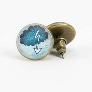 NWT Beijo Brasil Glass Dome Post Earrings Blue